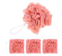 TEHAUX Lot de 4 Éponges de Loofah Exfoliantes pour Adultes Filet Moussant Orange Séchage Rapide Accessoire Bain Unisexe pour Nettoyage Corps et Savonnette en Maille