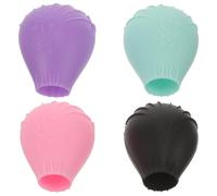 TEHAUX Lot de 4 Étuis en Silicone pour Pinceaux de Maquillage Protection Anti-Poussière Taille Moyenne Couleurs Vert Clair Rose Violet et Noir Porte-Pinceaux de Voyage Pratique