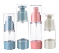 TEHAUX Lot de 4 Flacons Cosmétiques sous Vide Rechargeables 30Ml et 15Ml Distributeurs de Lotion et Spray pour Visage Flacons à Pompe sans Air Adaptés aux Voyages et Couleur Aléatoire