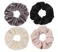 TEHAUX Lot de 4 Grands Élastiques à Cheveux en Tissu pour Femmes, Fixation de Queue de Cheval, Accessoires Cheveux Polyvalents et Colorés