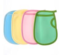 TEHAUX Lot de 4 Moufles Exfoliants Corps en Tissu Doux, Couleurs Bleu, Rose, Vert et Jaune, Taille Garçon et Filles, pour Bain Maison, Éliminent les Peaux Mortes et Nettoient le Dos