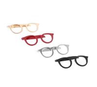 TEHAUX Lot de 4 Pinces à Cravate pour Hommes en Métal Plaqué Rouge Or Noir Mat et Argenté Accessoires Polyvalents pour Cravate et Lunettes Design Compact Adapté Usage Professionnel et