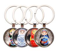 TEHAUX Lot de 4 Porte-Clés Figurines Russes en Matériau Solide Mignons et Compacts comme Accessoires pour Paquet à Dos ou Porte-Clés Utilitaire pour Présents d'Invités