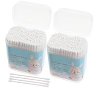 TEHAUX Lot de 400 Bâtonnets de Coton pour Bébés Tête Ronde et Spirale, Coton et Papier, Double Embouts, Hygiène des Oreilles Nez