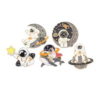 TEHAUX Lot de 5 Broches Astronautes en Alliage Métallique Épingles Décoratives Émaillées pour Vêtements Chapeaux et Paquet Petite Taille Design Cartoon Accessoires Mode pour Femmes