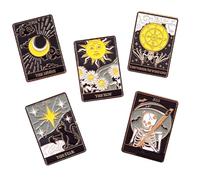 TEHAUX Lot de 5 Broches Émaillées en Alliage Métal à Thème Cartes de Tarot Épingles Décoratives pour Vêtements Chapeaux et Paquet Accessoires Mode Féminins Broches Mignonnes et