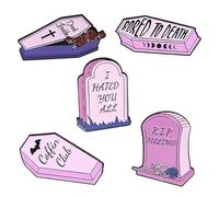 TEHAUX Lot de 5 Broches en Alliage Rose Forme Tombeau Gothique pour Femmes, Accessoires Élégants pour Fêtes à Thème et Banquets Style Aléatoire