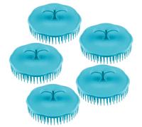 TEHAUX Lot de 5 Brosses à Shampoing en Plastique PP et Tpr Brosse de Massage Ronde pour Cuir Chevelu Outil de Coiffure Portable pour Bain Nettoyage Profond des Couleur Aléatoire