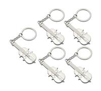TEHAUX Lot de 5 Porte-Clés Violon en Alliage de Zinc Argenté Pendentifs Instruments de Musique Décoratifs Petits Accessoires Pratiques pour Clés ou Paquet à Dos Présent Original pour
