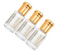 TEHAUX Lot de 6 Flacons à Bille en Verre 6 Ml Bouchon Plat Doré 3 Billes en Acier Inoxydable et 3 Bâtonnets en Verre Flacons Roll-On pour Huiles Essentielles et Parfums pour Voyage