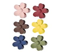 TEHAUX Lot de 6 Grandes Pinces à Cheveux Griffe en Matériau Doux Finition Mate Design Fleur Couleurs Variées pour Queue de Cheval et Usage Quotidien