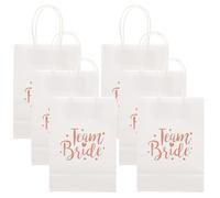 TEHAUX Lot de 6 Paquet en Papier Blanc Team Bride Poignées Paquet Présents Mariage Pratiques et Pliables Pochettes pour Présents Invités et Articles de Bienvenue pour Fête Nuptiale