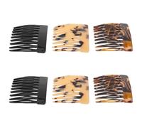 TEHAUX Lot de 6 Peignes Latéraux en Acétate Antistatique Mini Peignes Français Portables 6 CM Assortiment 2 Léopard Clair 2 Peau de Tigre 2 Noirs Accessoire Coiffure pour Démêlage et