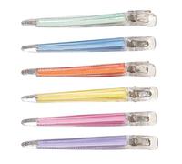 TEHAUX Lot de 6 Pinces à Cheveux Translucides Non Marquantes, Clips Bec de Canard en Plastique Léger Multicolores, Fixation pour Coiffure, Coupe et Maquillage, Couleur Couleur Aléatoire