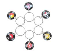 TEHAUX Lot de 6 Porte-Clés Pendentifs Disque Vinyle Vintage Accessoires Suspendus Résistants pour Clés et Paquet Décorations Originales pour Soirées Musicales et Présents