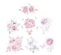 TEHAUX Lot de 7 Feuilles D'autocollants Thermocollants pour Vêtements Motif Fleurs en Pet, Transfert de Chaleur Facile à Utiliser pour Décoration Textile et Occasions Diverses