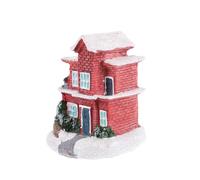 TEHAUX Maison de Noël Miniature en Résine Lumineuse, Décoration Rouge | Texture Lisse, Éclairage Doux, Style Féerique Artistique, pour Supermarché et Jardin