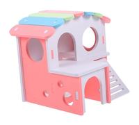 TEHAUX Maison pour Hamster Double Étage Fonction Cachette PVC Robuste Grosse Taille avec Toit Pastel Cage Petits Animaux Cobayes Rongeurs