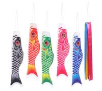 TEHAUX Manches à Air de Carpe Koinobori - Ensemble de 6 Pièces 40 CM Multicolores - Drapeaux Japonerie pour Décoration Suspendue de Porte D’Entrée et Jardin Extérieur