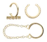 TEHAUX Manchettes d'Oreilles sans Perçage en Cristaux Lot de 3 Boucles d'Oreilles Géométriques Dorées 14K Accessoires Clips d'Oreilles Scintillants pour Femmes Bijoux Légers Toutes