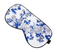 TEHAUX Masque de Sommeil en Soie Naturelle 100% Mûrier Ajustable Imprimé Petite Fleur Bleue Doux et Léger Cache-Yeux Occultant pour Voyage Nuit et Relaxation