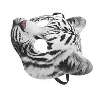TEHAUX Masque de Tigre Réaliste en EVA Demi Masque Blanc pour Adultes D’Animaux pour Déguisement Halloween Carnaval et Soirées Cosplay Accessoire Original pour Fêtes Costumées