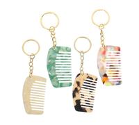 TEHAUX Mini Peignes Porte-clés Coiffage et Rangement en Poche Lot de 4 en Planche D'acétate Accessoires de Coiffure Stylés Compact Dents Larges