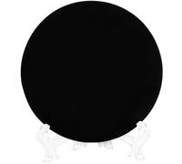 TEHAUX Miroir en Obsidienne Rond avec Support Stable et Élégant, Pierre Naturelle Noire pour Décoration Artistique de Chambre et Bureau Couleur Aléatoire