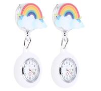TEHAUX Montres de Poche Lumineuses à Clipser pour Infirmières, Design Arc-en-Ciel, Étanches Grand Cadran et Coque Amovible, Pack de 2 Pratiques pour Soignants