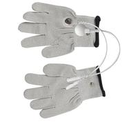 TEHAUX Moufles de Thérapie Électrique Blancs en Fibre Argentée Taille L avec Câbles de Conversion, Compatibles Appareils de Massage pour Mains, Stimulation Musculaire et Soins
