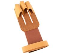 TEHAUX Moufles de Tir à l'arc Protection et Confortable à 3 Doigts en Cuir de Vache Marron Ceinture Poignet pour Chasse en Extérieur