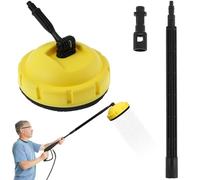 TEHAUX Nettoyeur Haute Pression Rotatif avec Long Manche Brosse de Nettoyage Surface pour Voiture et Terrasse Lance Pulvérisateur Extérieur Multifonction Ergonomique