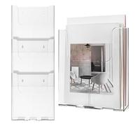 TEHAUX Organisateur Mural en Acrylique Transparent 4pcs pour Bureau et Maison, Porte-brochures A4 Minimaliste, Gain de Place et Efficacité Organisationnelle