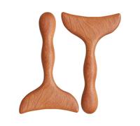 TEHAUX Outil de Massage Gua Sha Texture Lisse 2pcs en Bois de Forme Queue de Poisson Portable pour Visage et Pieds