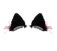 TEHAUX Paire de Pinces à Cheveux Oreilles de Chat Cosplay en Fausse Fourrure Noire, Décoration Confortable pour Fête en Famille ou Costume Adorable