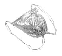 TEHAUX Paquet à Dos à Cordon Robuste en Nylon Brillant Argenté, Grosse Capacité et Bretelles Confortables, Léger et Spacieux pour Sport, Voyages et Sorties Décontractées Féminines