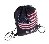 TEHAUX Paquet à Dos en Filet à Cordon Polyester, Motif Drapeau Américain | Usage Sports et Gym, Port à Main Détachée, Rangement Sécurisé, Thème Patriotique Vintage, Fête Nationale