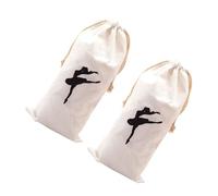TEHAUX Paquet de Danse pour Pointe en Peluche Cordon de Serrage, Lot de 2 Paquet en Velours Blanc, Rangement Pratique pour Chaussures de Ballet en e Danse ou Voyage