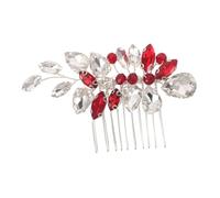 TEHAUX Peigne à Cheveux de Mariée Rouge en Alliage Cristaux, Accessoire de Coiffure Élégant pour Mariage et Banquet, Peigne Latéral Stable pour Chignon, Bijou de Fête Femmes et Jeunes