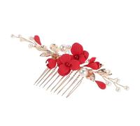 TEHAUX Peigne Cheveux Mariage Rouge en Métal Léger Fixation Sécurisée, Design Élégant Vintage pour Mariées et Demoiselles D'honneur Lors de Cérémonies