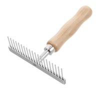 TEHAUX Peigne de Toilettage pour Cheval et Chien en Acier Inoxydable avec Manche en Bois Ergonomique, Outil Facile à Nettoyer pour Démêler la Crinière Pelage