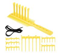 TEHAUX Peigne de Tondeuse, Petits Sabots de Tondeuse, 7 Tailles, Silicone et Abs, Bandeau Capillaire en Silicone Réglable, pour Coupes Variées à Domicile, Professionnels, Jaune