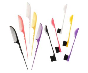 TEHAUX Peignes à Sourcils et Brosses Double Embout Lot de 5 Paires en Plastique PP Brosse de Coiffage Bords Peigne à Queue de Rat Ergonomique Accessoires Coiffure pour Mise Précise