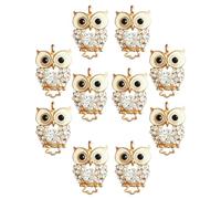TEHAUX Pendentif Hibou en Alliage Doré Orné de Strass, Lot de 10 | Création de Bijoux et Diy, Accessoires pour Collier et Bracelet, Mini Format Décoratif