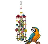 TEHAUX Perroquet Blocs en Bois Colorés et Corde en Coton Suspendue, Créatif pour Exercice et Exploration des Grands Perroquets et Perruches