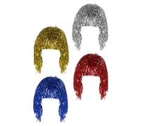 TEHAUX Perruques Colorées en Soie Haute Température, Taille Ajustable, 4 Pièces Pratiques pour Fête, Carnaval et Déguisement Unisexe