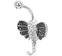 TEHAUX Piercing Nombril Éléphant en Acier Inoxydable Anneau de Nombril Zircon Blanc Vintage pour Femme Décoration de Piercing et Résistant Accessoire pour Plage et Soirée