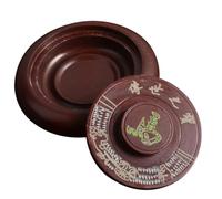 TEHAUX Pierre à Encre Pour Calligraphie Chinoise Et Dessin Pratique, Ronde Rouge 4 Pouces Avec Couvercle, Matériau Pierre Naturelle, Accessoires Art Traditionnel, Utilisable En Atelier Ou Voyage