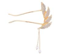 TEHAUX Pince à Cheveux de U Pompon et Perles Épingle à Cheveux Dorée Franges Accessoire Coiffure pour Chignon Mariage Fête et Usage Quotidien