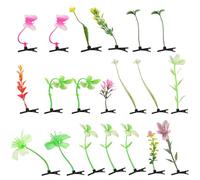 TEHAUX Pinces à Cheveux Sprout Lot de 20, Clips Décoratifs Plastique, Accessoires Coiffure Femme pour Festivals et Rave-Party, Taille Unique, Design Plantes Original Style Aléatoire
